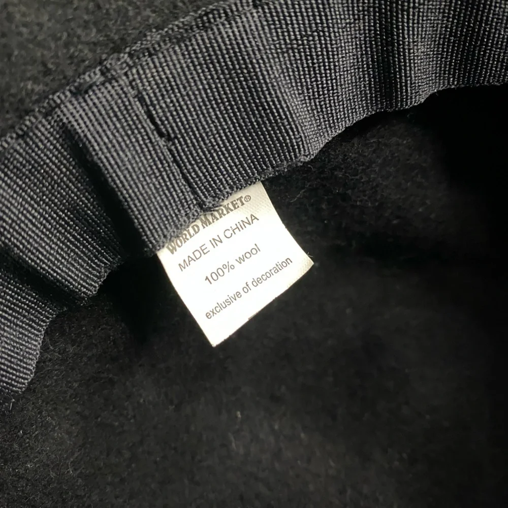 World Market Black 100% Wool Floppy Hat